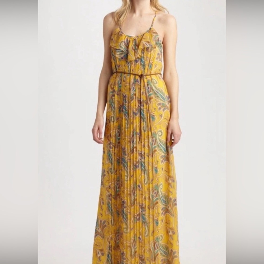 Tibi New York Paisley Chiffon Maxi Silk Lined Dress Cross Dip Back Like New Sz.2